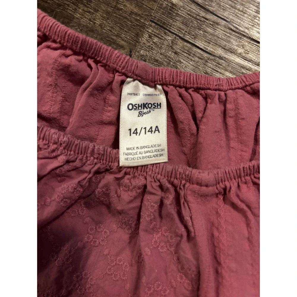 OshKosh B'gosh Girls Textured Long Sleeve Peasant Top Size‎ 14
